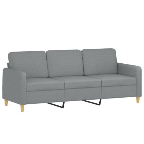 2pcs Sofa Set with Throw Cushions 5-Seater Lounge Couch Futon Fabric Light Grey - Image 4