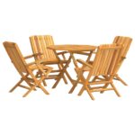 5-Piece Garden Dining Set Wood Timber Outdoor Patio Furniture Teak
