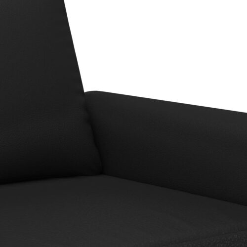 3pcs Sofa Ottoman Set 4-Seater Lounge Couch Foot Stool Chair Faux Leather Black - Image 5