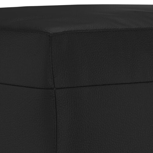 3pcs Sofa Ottoman Set 4-Seater Lounge Couch Foot Stool Chair Faux Leather Black - Image 6