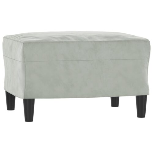 3pcs Sofa Set 5-Seater Lounge Couch Futon Foot Stool Ottoman Velvet Fabric Grey - Image 5