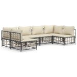 6-Piece Garden Lounge Set with Cushions Anthracite Poly Rattan