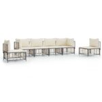 6-Piece Garden Lounge Set with Cushions Anthracite Poly Rattan