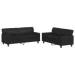 2pcs Sofa Set 4-Seater Modern Living Room Lounge Couch Chair Faux Leather Black