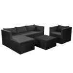 4-Piece Garden Lounge Set Poly Rattan Wicker Outdoor Patio Furniture Black Grey
