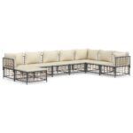 8-Piece Garden Lounge Set with Cushions Anthracite Poly Rattan