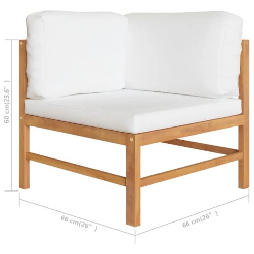 6-Piece Garden Lounge Set with Cream Cushions Acacia Wood Timber Outdoor Patio Furniture - Image 6