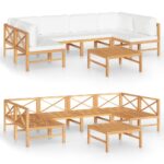 7-Piece Garden Lounge Set with Cream Cushions Acacia Wood Timber Outdoor Patio Furniture