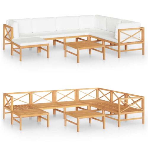 8-Piece Garden Lounge Set with Cream Cushions Acacia Wood Timber Outdoor Patio Furniture