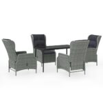 5-Piece Garden Dining Set Light Grey