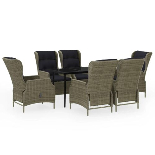 7-Piece Garden Dining Set Brown Outdoor Patio Lounge Furniture
