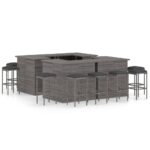 16-Piece Garden Bar Set with Cushions Poly Rattan Wicker Outdoor Patio Furniture Grey