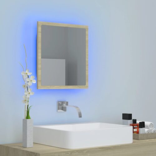 LED Bathroom Mirror Sonoma Oak 40x8.5x37cm Acrylic - Image 4