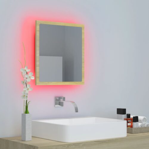 LED Bathroom Mirror Sonoma Oak 40x8.5x37cm Acrylic - Image 6