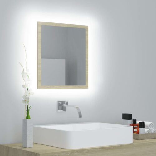 LED Bathroom Mirror Sonoma Oak 40x8.5x37cm Acrylic - Image 12