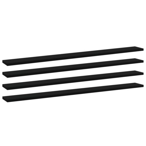 Bookshelf Boards 4pcs Black 100x10x1.5cm Engineered Wood