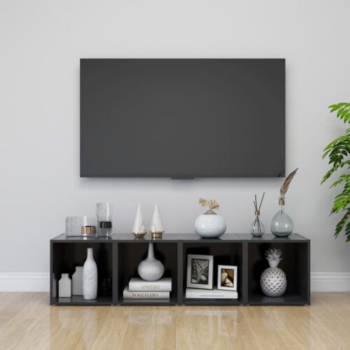 TV Cabinet Grey 37x35x37cm Engineered Wood - Image 9