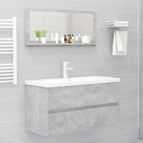 Bathroom Mirror Concrete Grey 90x10.5x37cm Engineered Wood - Image 4