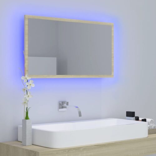 LED Bathroom Mirror Sonoma Oak 80x8.5x37cm Acrylic - Image 3