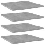 Bookshelf Boards 4pcs Concrete Grey 40x40x1.5cm Engineered Wood