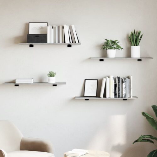 Bookshelf Boards 4pcs Concrete Grey 80x20x1.5cm Engineered Wood - Image 10