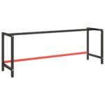 Work Bench Frame Matte Black Matte Red 220x57x79cm Metal