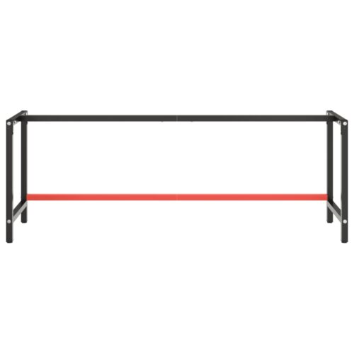 Work Bench Frame Matte Black Matte Red 220x57x79cm Metal - Image 4