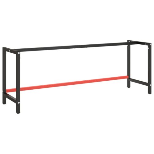 Work Bench Frame Matte Black Matte Red 220x57x79cm Metal - Image 10