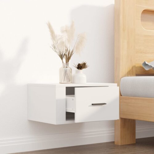 Wall-mounted Bedside Cabinet White 50x36x25cm - Image 3