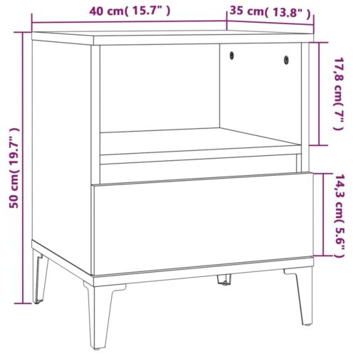 Bedside Cabinet Black 40x35x50cm - Image 10