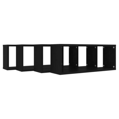 Wall Cube Shelves 4pcs Black 60x15x23cm Engineered Wood - Image 7