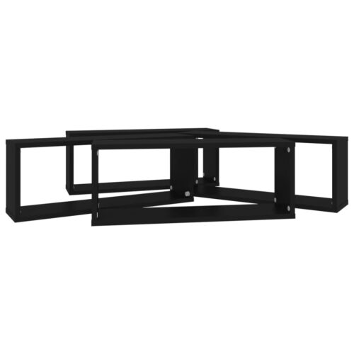 Wall Cube Shelves 4pcs Black 60x15x23cm Engineered Wood - Image 8