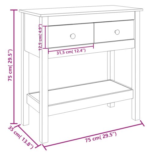 Console Table 75x35x75cm Solid Wood Pine - Image 10