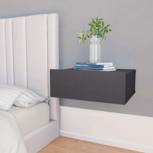 Floating Nightstands 2pcs Grey 40x30x15cm Engineered Wood