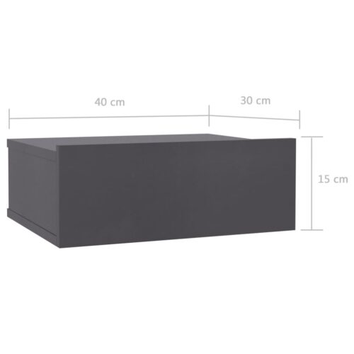 Floating Nightstands 2pcs Grey 40x30x15cm Engineered Wood - Image 7