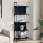 Bookshelf 5-Tier Black 60.5x24x166.5cm Engineered Wood