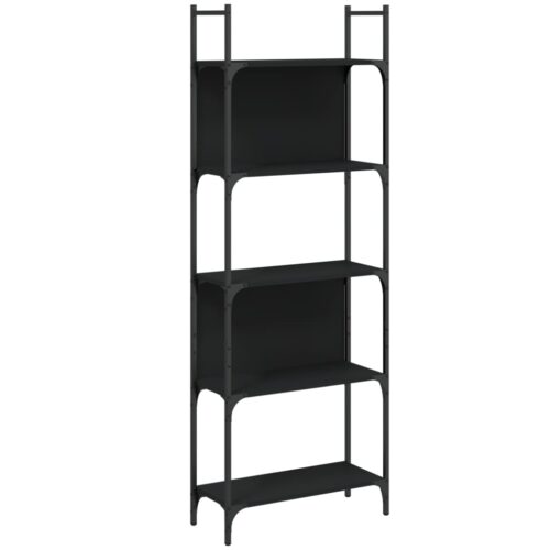 Bookshelf 5-Tier Black 60.5x24x166.5cm Engineered Wood - Image 2