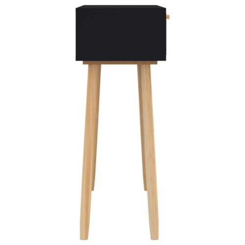 Console Table Black 80x30x75cm Solid Wood Pine Natural Rattan - Image 5