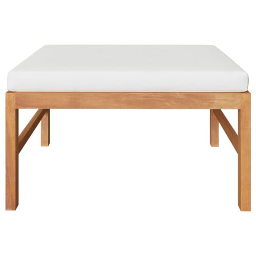 Footrest with Cream Cushion Solid Teak Wood - Image 2