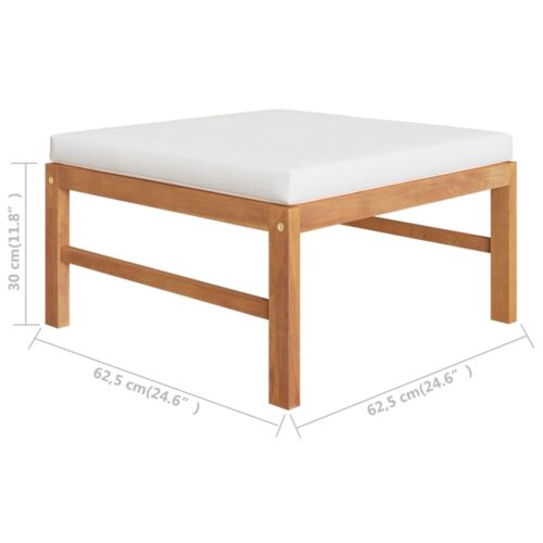 Footrest with Cream Cushion Solid Teak Wood - Image 5