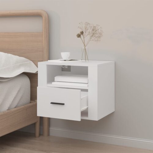 Wall-mounted Bedside Cabinet White 50x36x40cm - Image 3