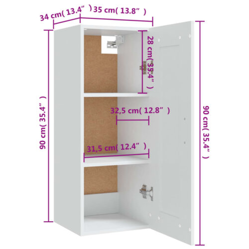 Hanging Cabinet White 35x34x90cm Engineered Wood - Image 10