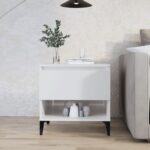 Side Table High Gloss White 50x46x50cm Engineered Wood