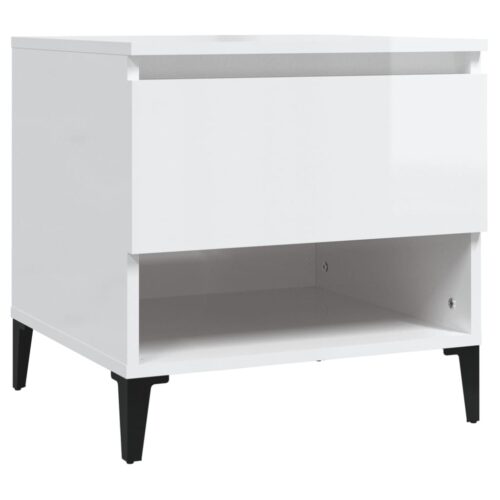 Side Table High Gloss White 50x46x50cm Engineered Wood - Image 2