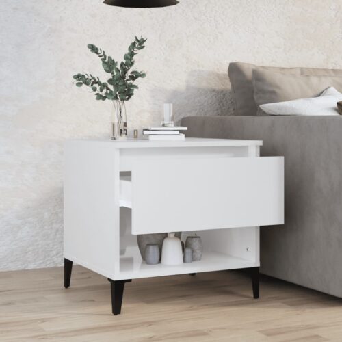 Side Table High Gloss White 50x46x50cm Engineered Wood - Image 3