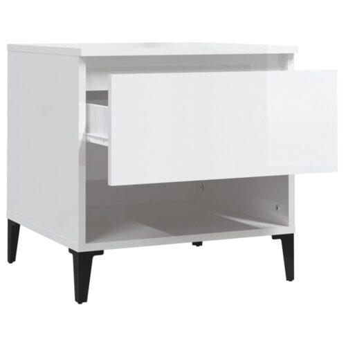 Side Table High Gloss White 50x46x50cm Engineered Wood - Image 7