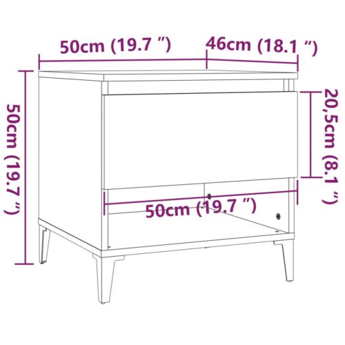 Side Table High Gloss White 50x46x50cm Engineered Wood - Image 10