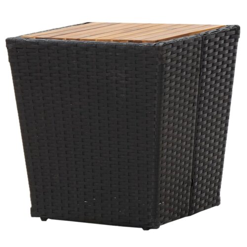 Tea Table Black 41.5x41.5x43cm Poly Rattan Solid Acacia Wood - Image 3