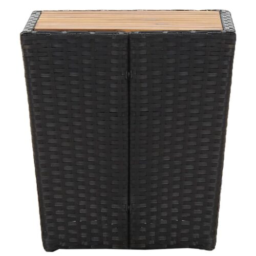 Tea Table Black 41.5x41.5x43cm Poly Rattan Solid Acacia Wood - Image 4