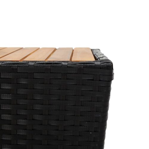 Tea Table Black 41.5x41.5x43cm Poly Rattan Solid Acacia Wood - Image 5
